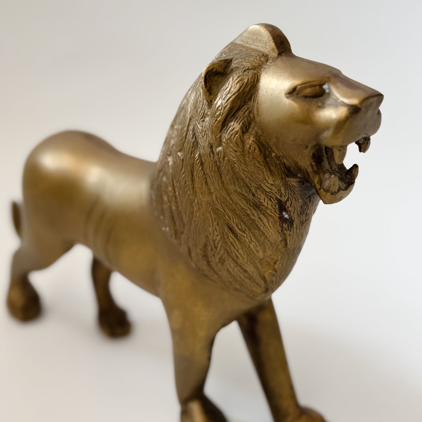 Vintage Brass Standing Lion