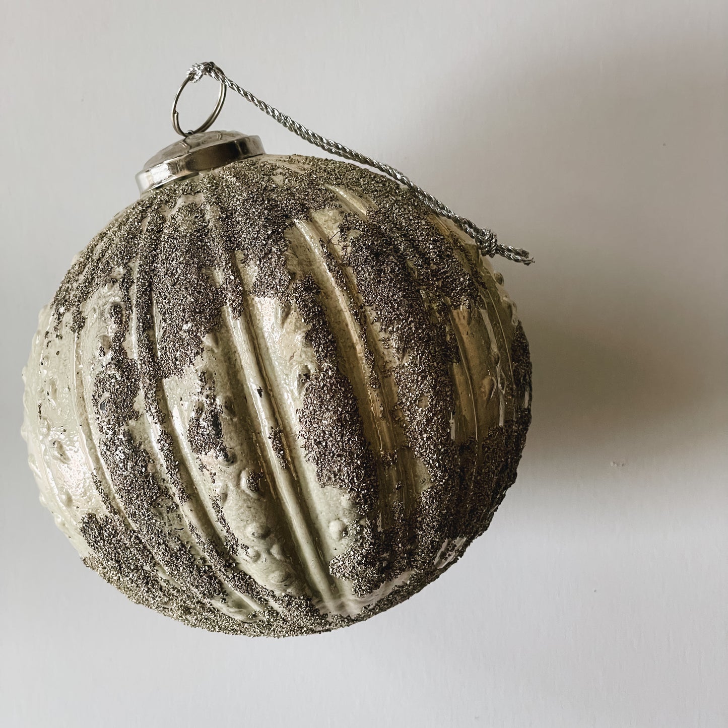 Vintage Style Silver Flocked Ornament | Md