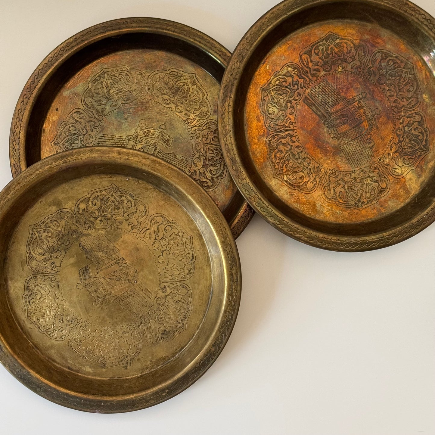 Vintage Solid Brass Engraved Tray