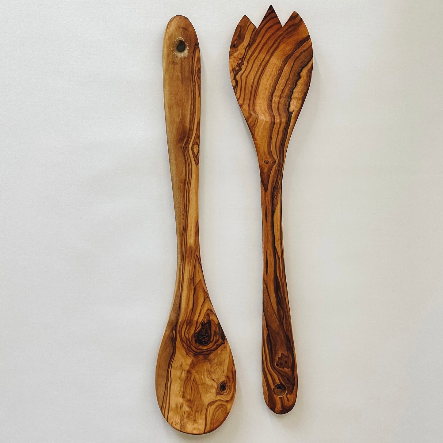 Natural Olive Wood Serving Utensils | Set of 2