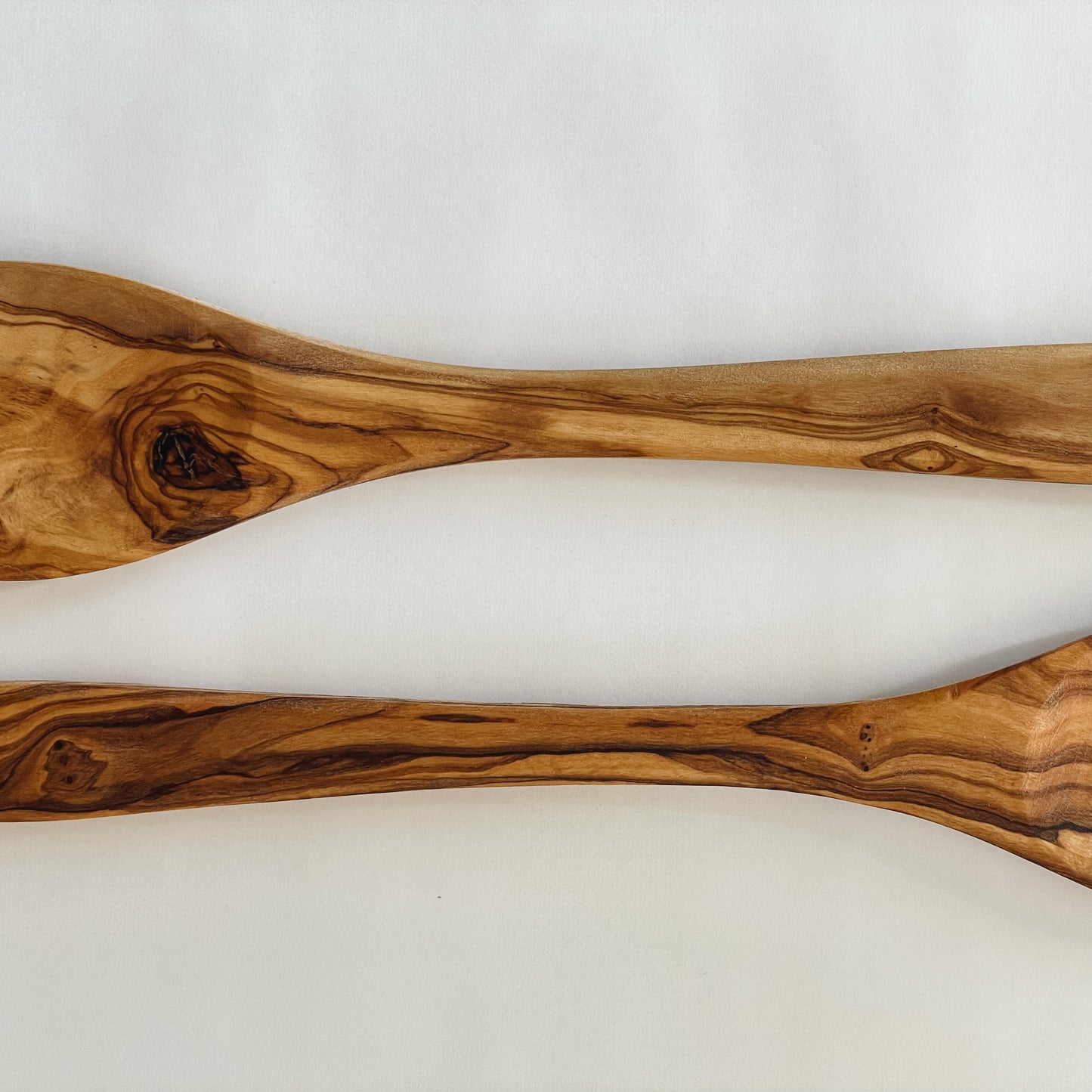 Natural Olive Wood Serving Utensils | Set of 2