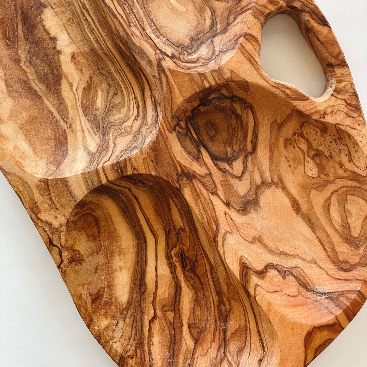 Natural Olive Wood Appetizer Tray w/ Handle