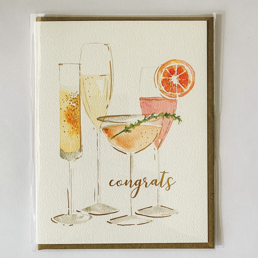Handmade Watercolor Greeting Card | Bubbly Congrats