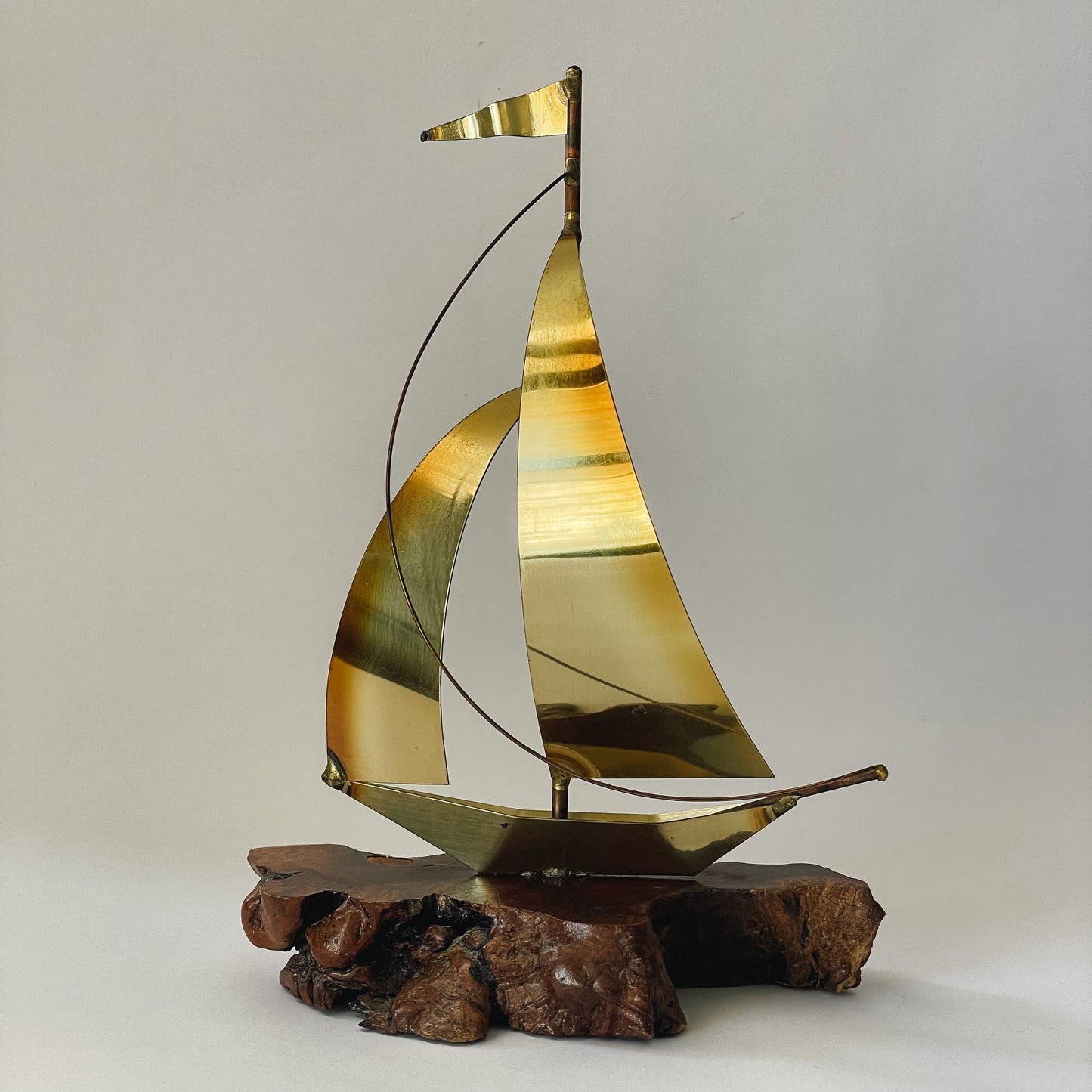 Vintage Wooden Base Mid-Century Sailboat