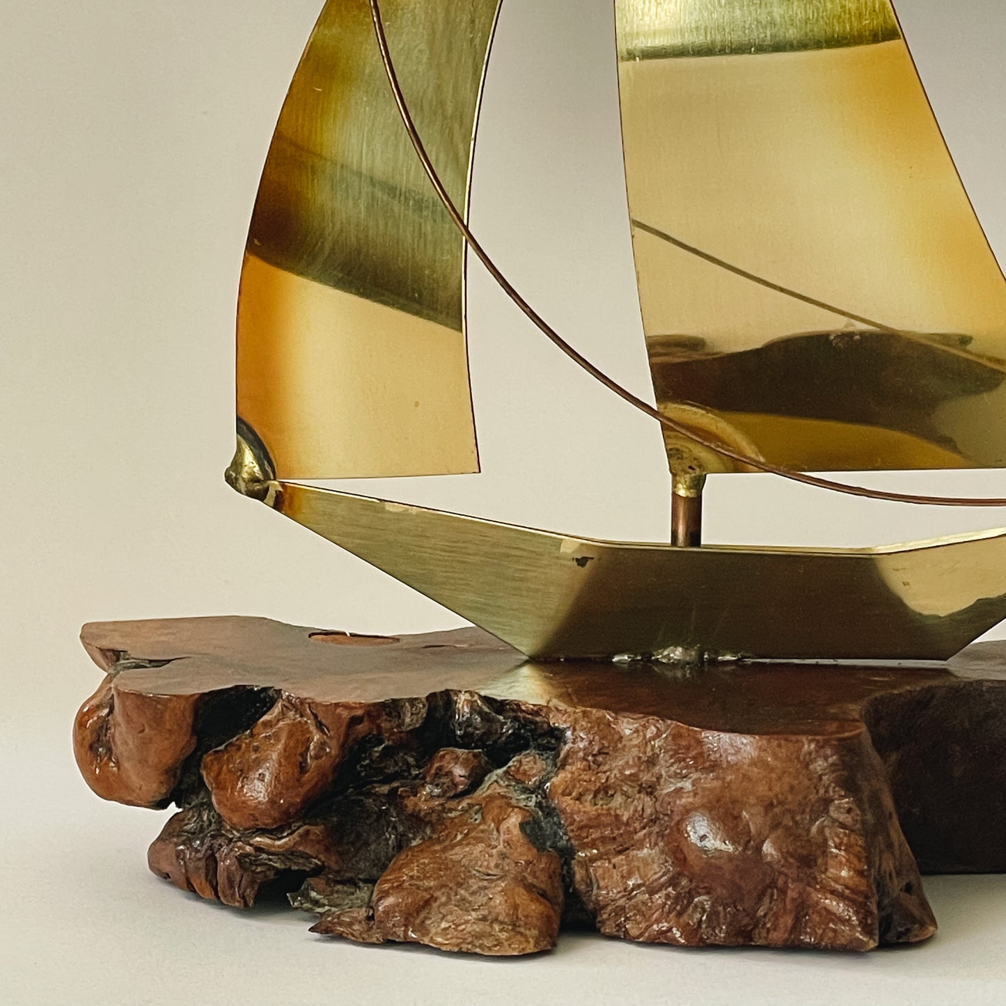 Vintage Wooden Base Mid-Century Sailboat