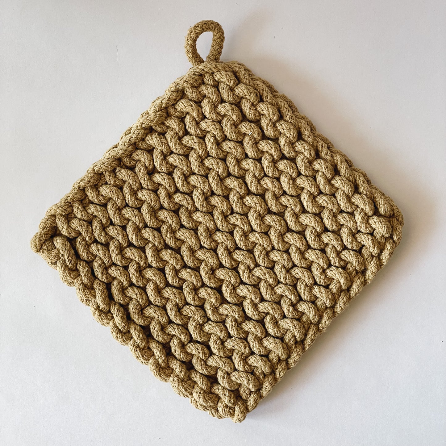 Crochet Hanging Potholder | Mustard