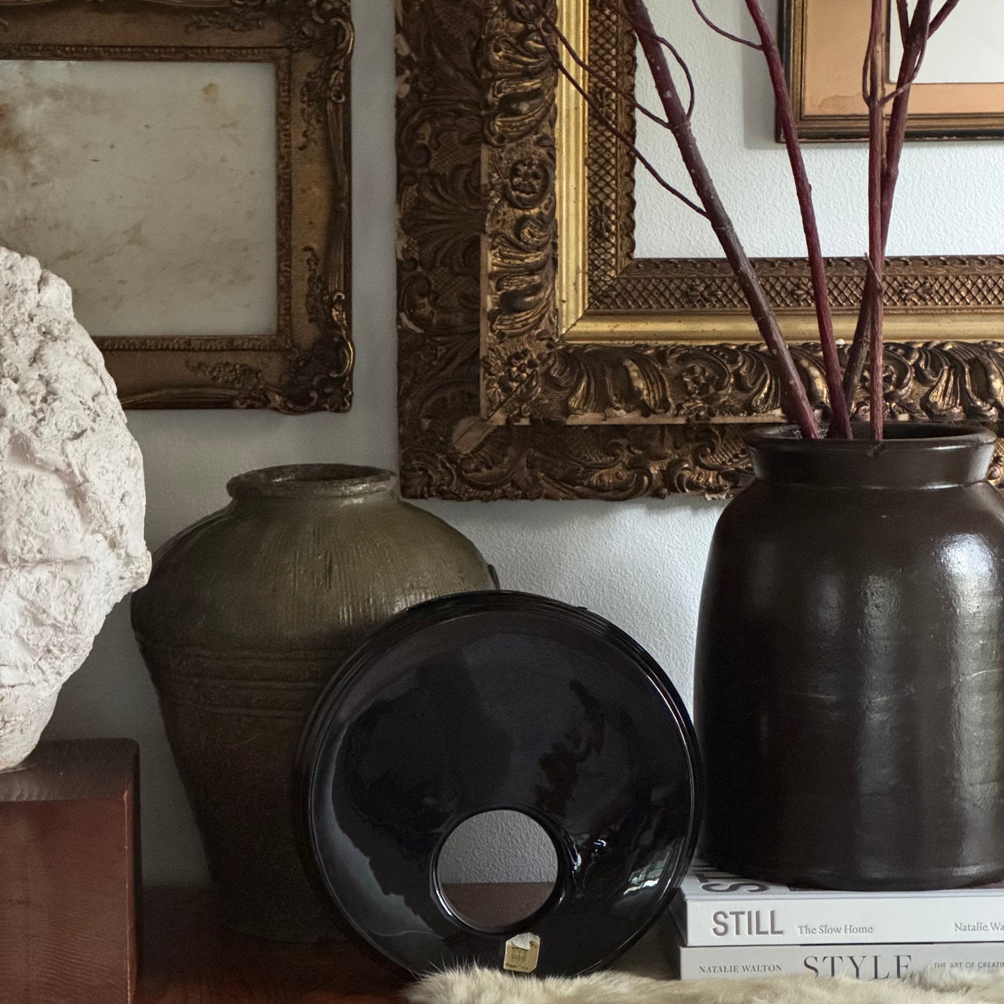 Vintage Haeger Pottery Art Deco Style Vase | Black