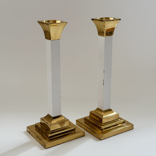 Vintage Valsan White Enameled Brass Candlestick (Sold Individually)