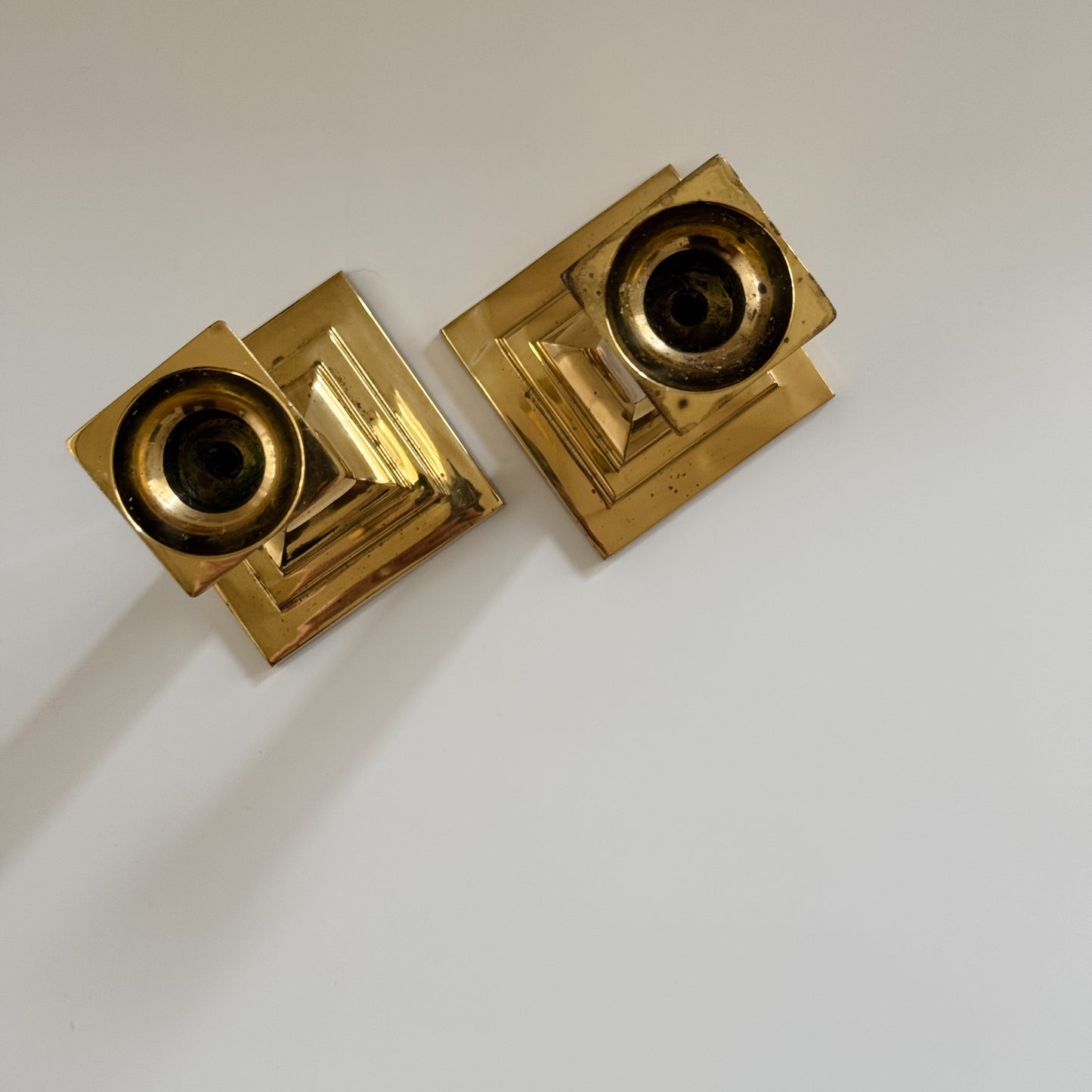 Vintage Valsan White Enameled Brass Candlestick (Sold Individually)
