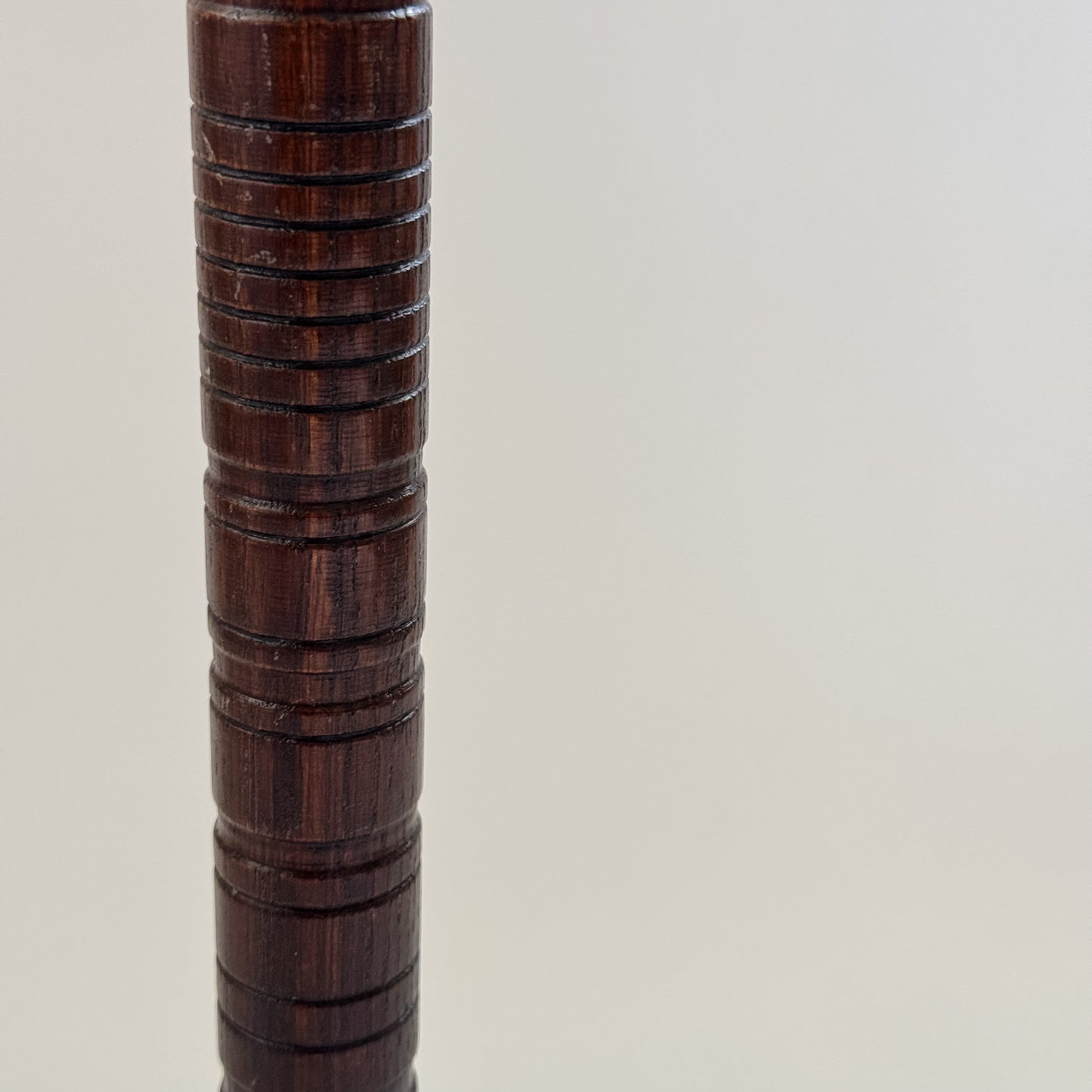 Vintage Brass & Wood Carved Candlestick