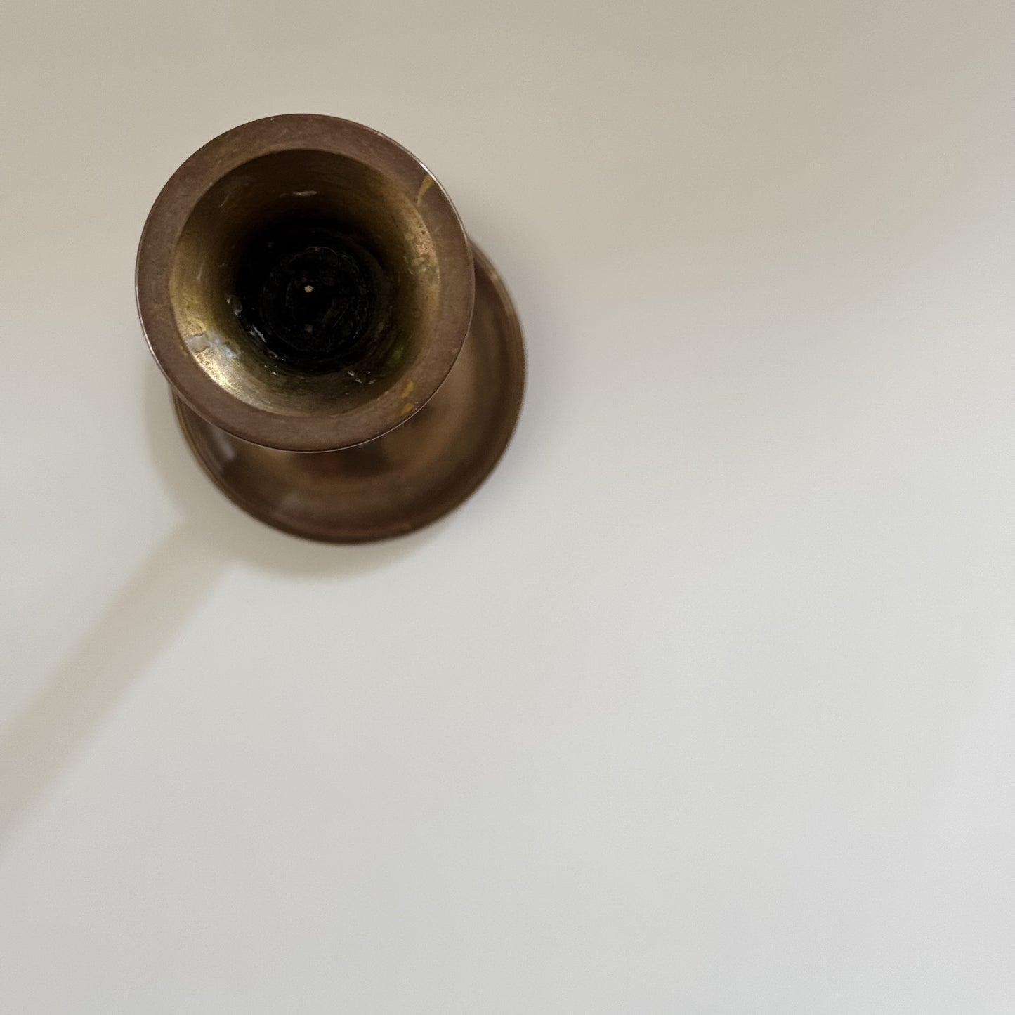 Vintage Brass & Wood Carved Candlestick