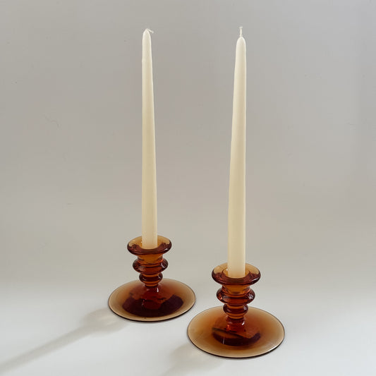 Vintage Solid Amber Glass Candlestick (Sold Individually)