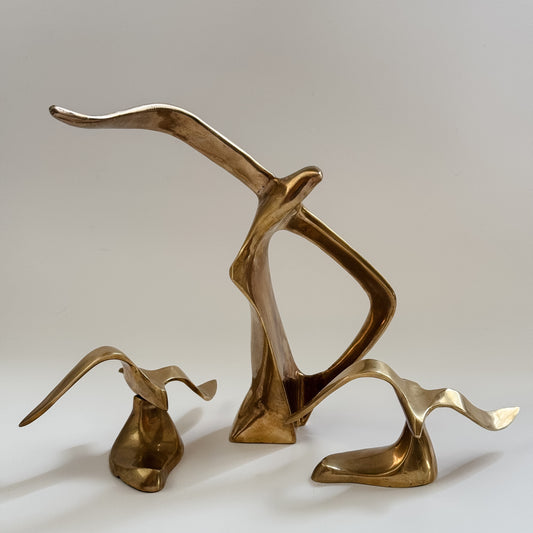Vintage Solid Brass Mid-Century Seagulls | Set of 3