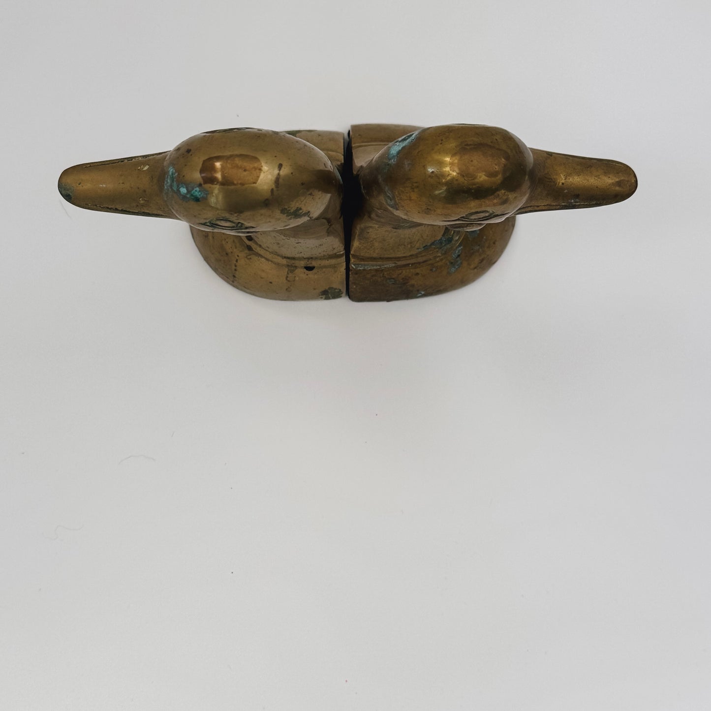 Vintage Patinaed Brass Duck Bookends | Set of 2