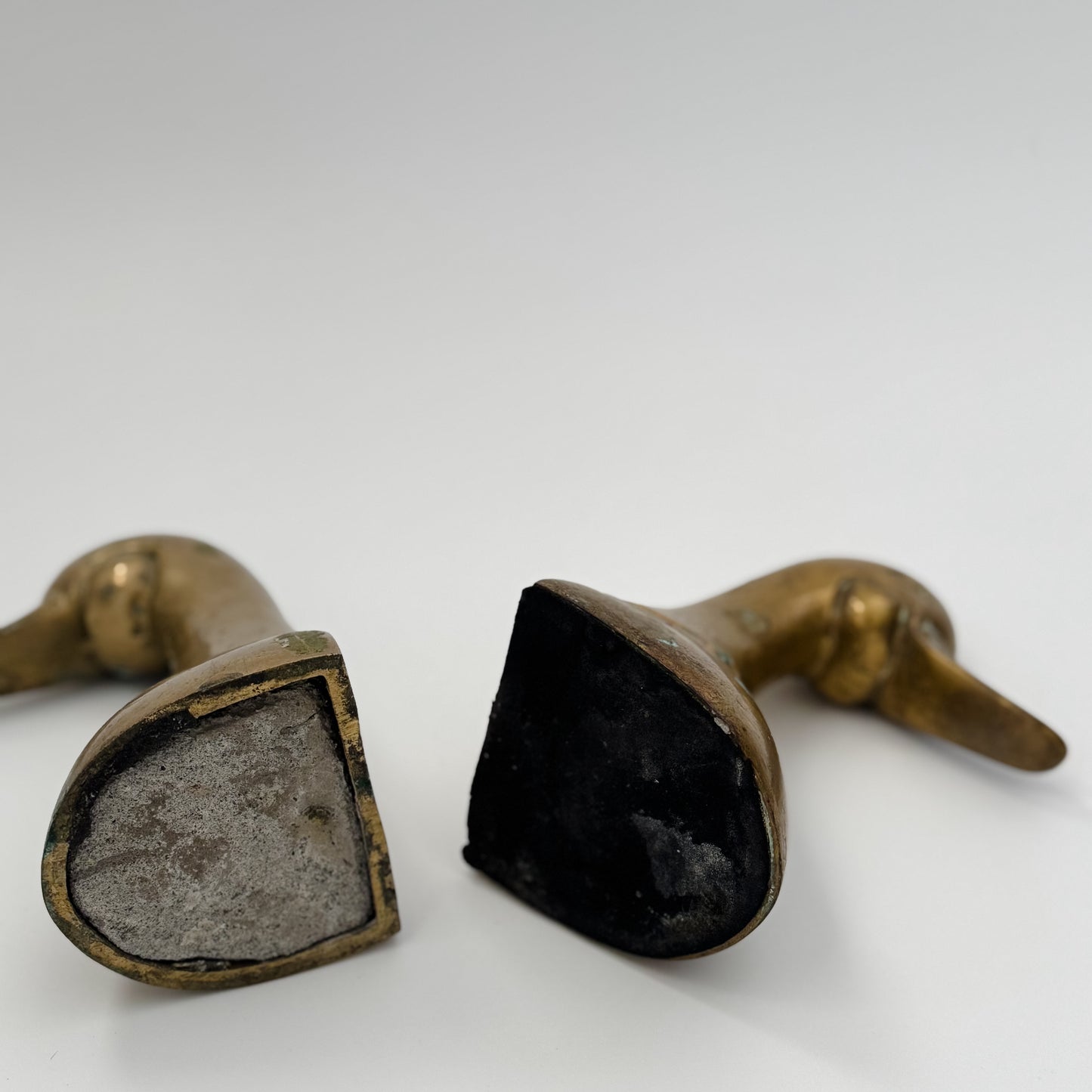 Vintage Patinaed Brass Duck Bookends | Set of 2