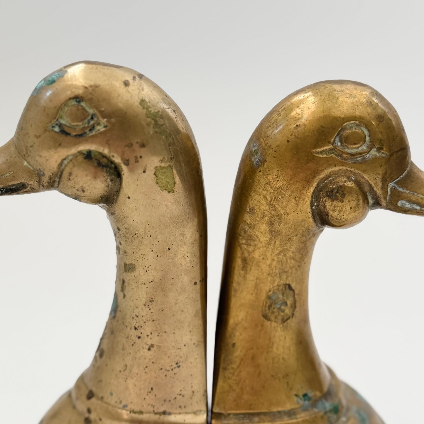 Vintage Patinaed Brass Duck Bookends | Set of 2