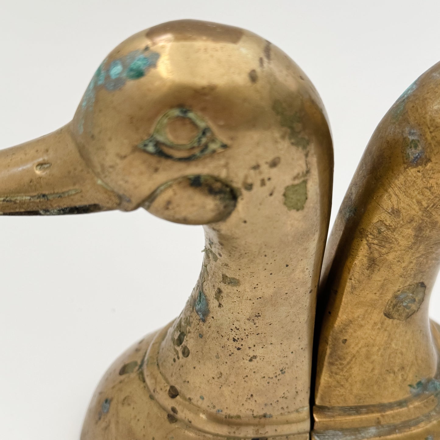 Vintage Patinaed Brass Duck Bookends | Set of 2