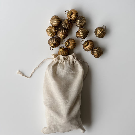 Mercury Glass Ornament Bowl Filler | Brushed Gold