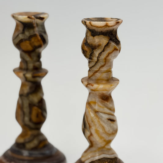 Vintage Onyx Candlesticks | Set of 2