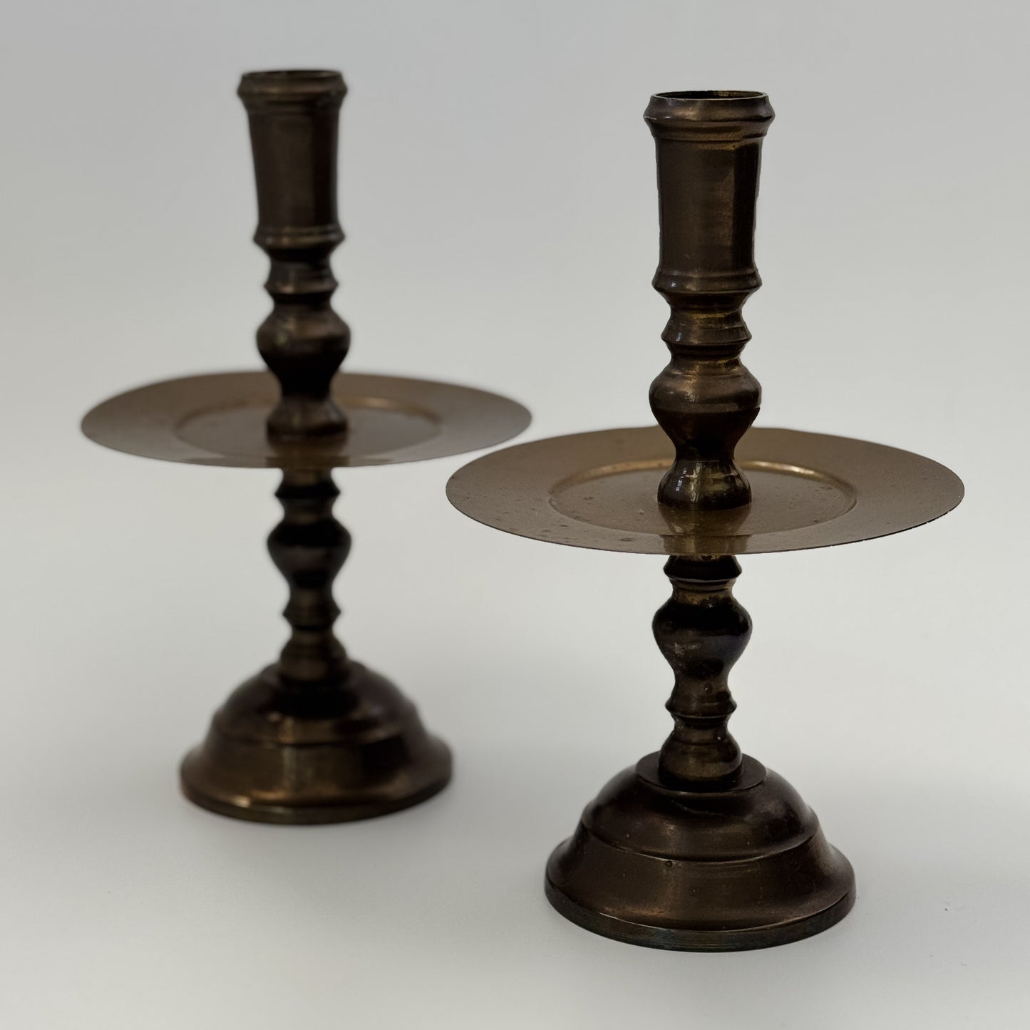 Vintage Brass Fluted Candlesticks | Set of 2