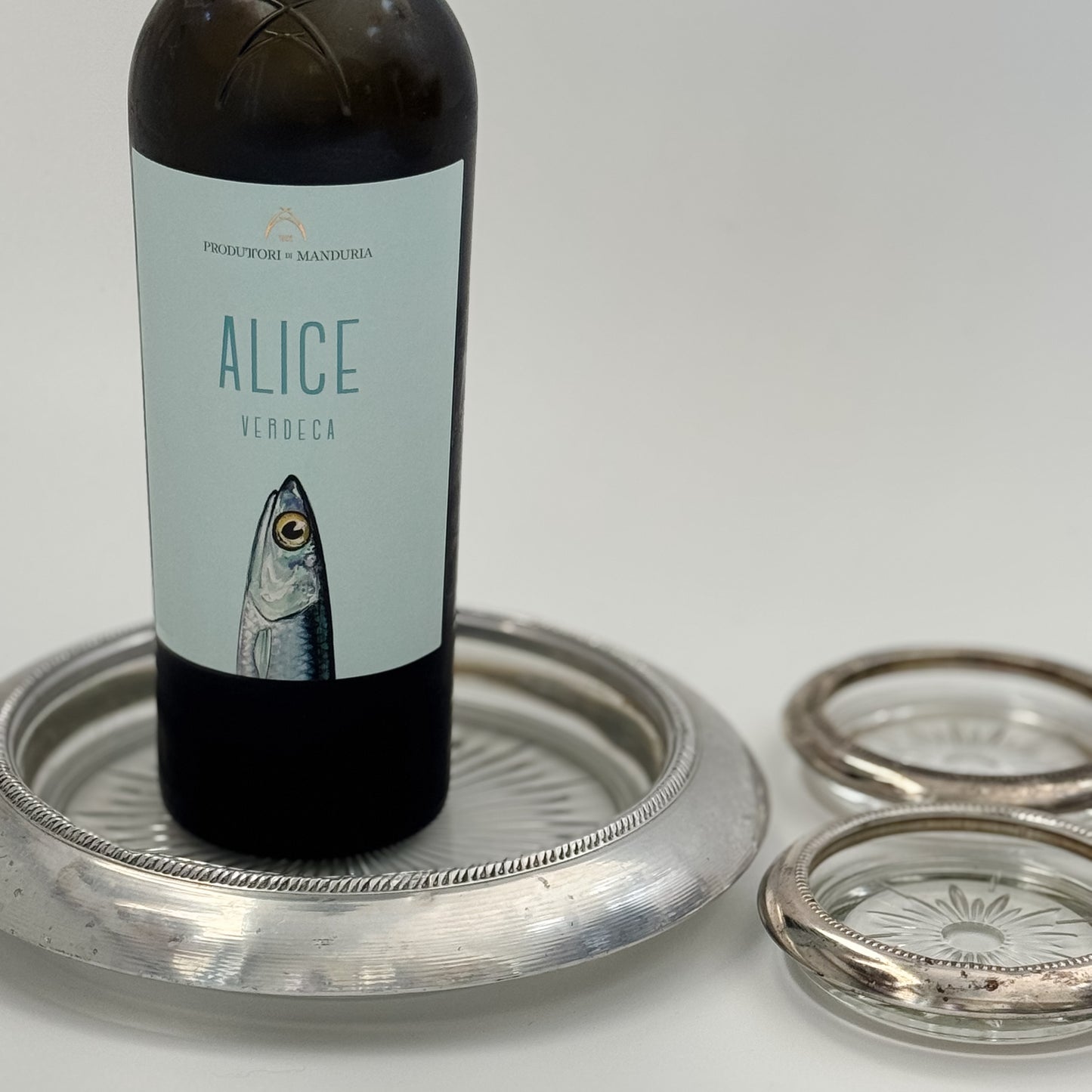 Vintage Leonard Coaster & Wine Bottle Holder Set | Made in Italy