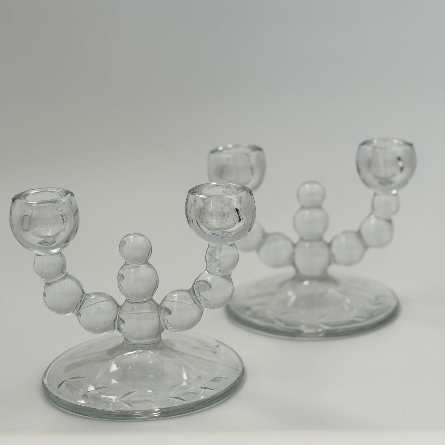 Vintage Mid-Century Imperial Glass Dual Candlesticks | Set of 2