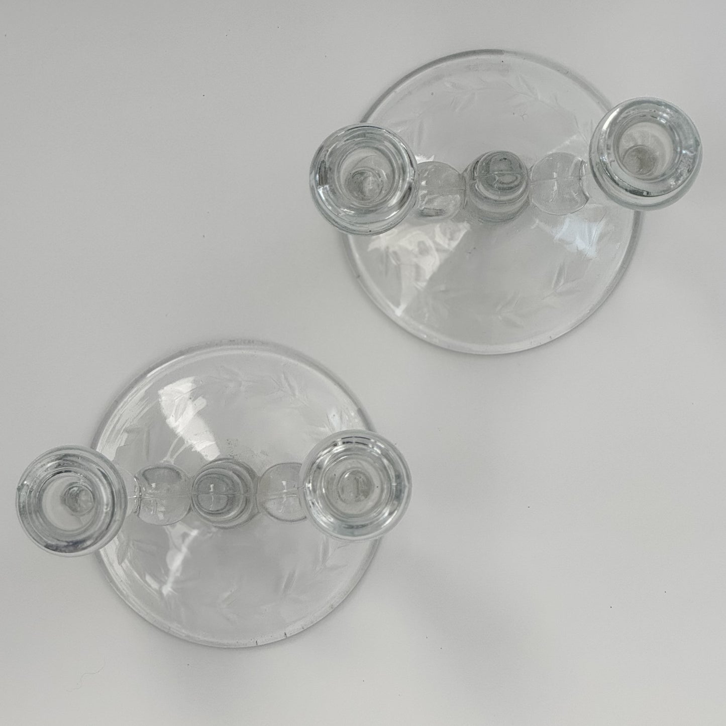 Vintage Mid-Century Imperial Glass Dual Candlesticks | Set of 2