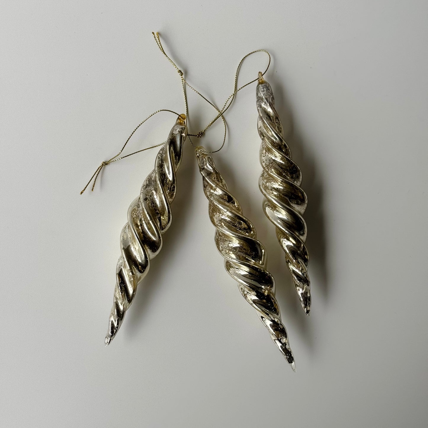 Antiqued Silver Glass Spiral Ornament