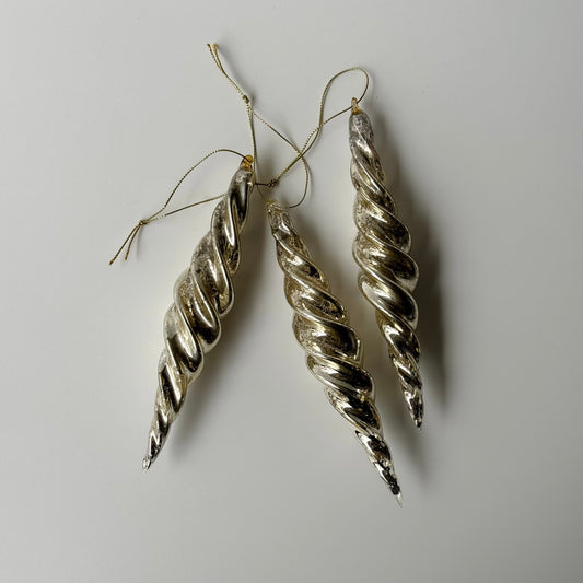 Antiqued Silver Glass Spiral Ornament