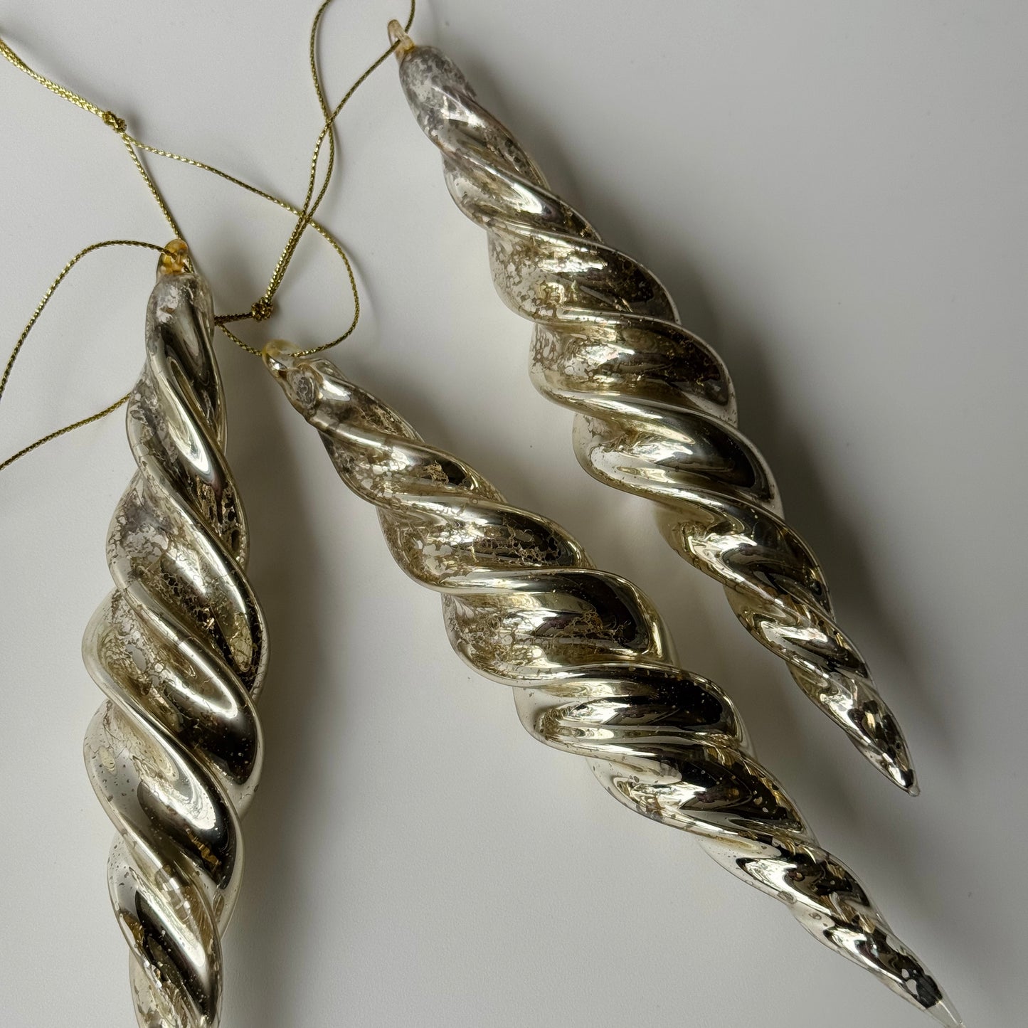 Antiqued Silver Glass Spiral Ornament