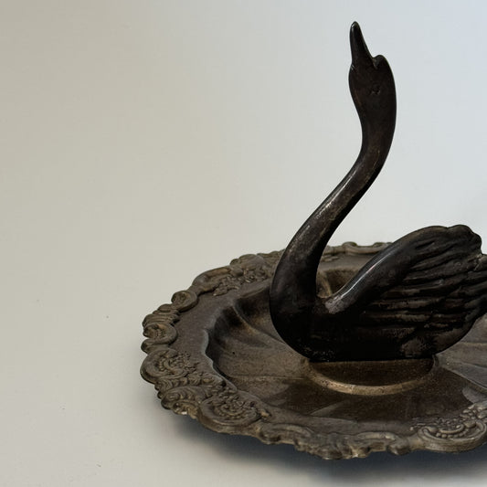 Vintage Silver Swan Jewelry Dish