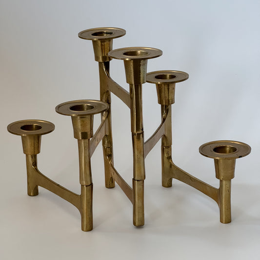 Vintage Mid-Century Articulated Folding Brass Candle Holder