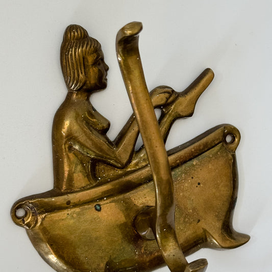 Vintage Brass Bathing Lady Hook