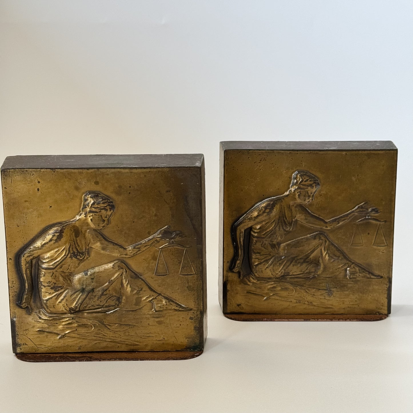 Vintage Craftsman Lady Justice Bookends | Set of 2