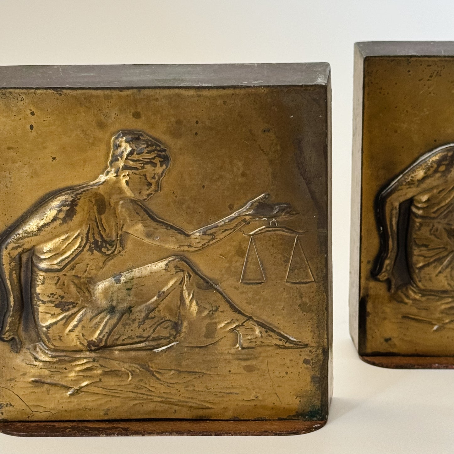 Vintage Craftsman Lady Justice Bookends | Set of 2