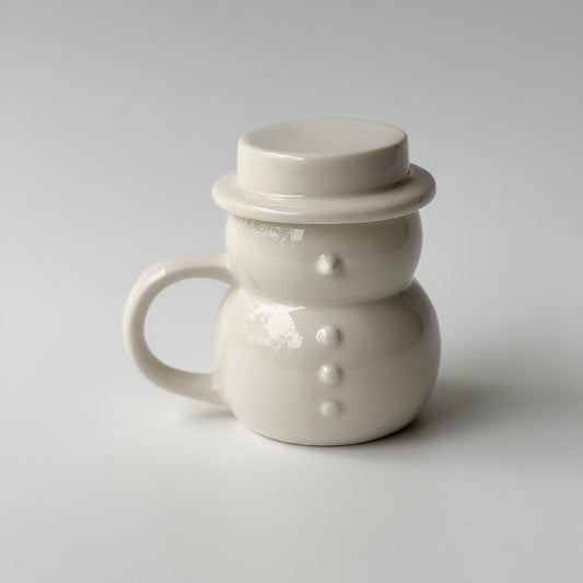 Stoneware Snowman Mug w/ Lid