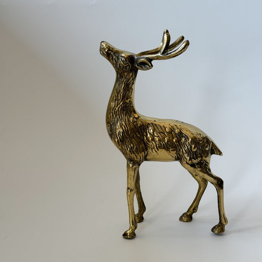 Vintage Solid Brass Mid-Century Standing Deer