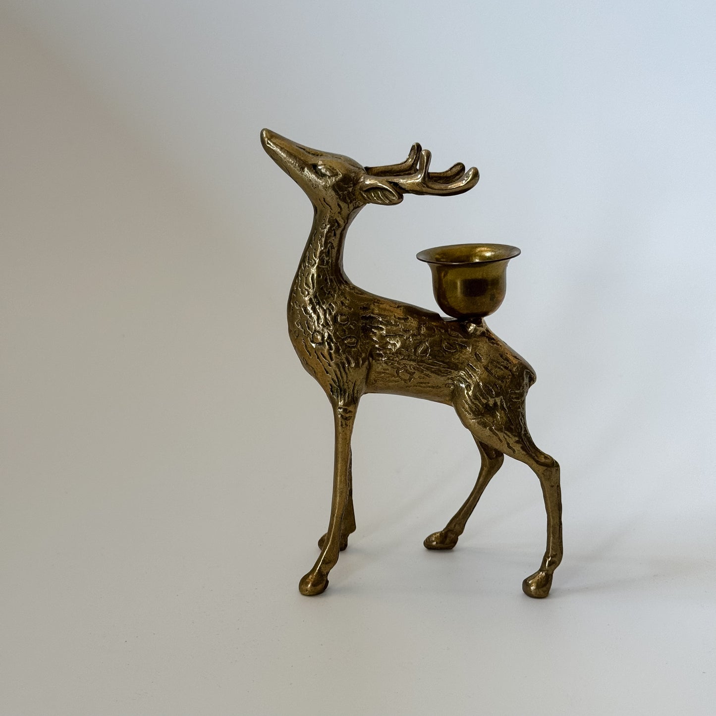 Vintage Solid Brass Mid-Century Deer Candlestick