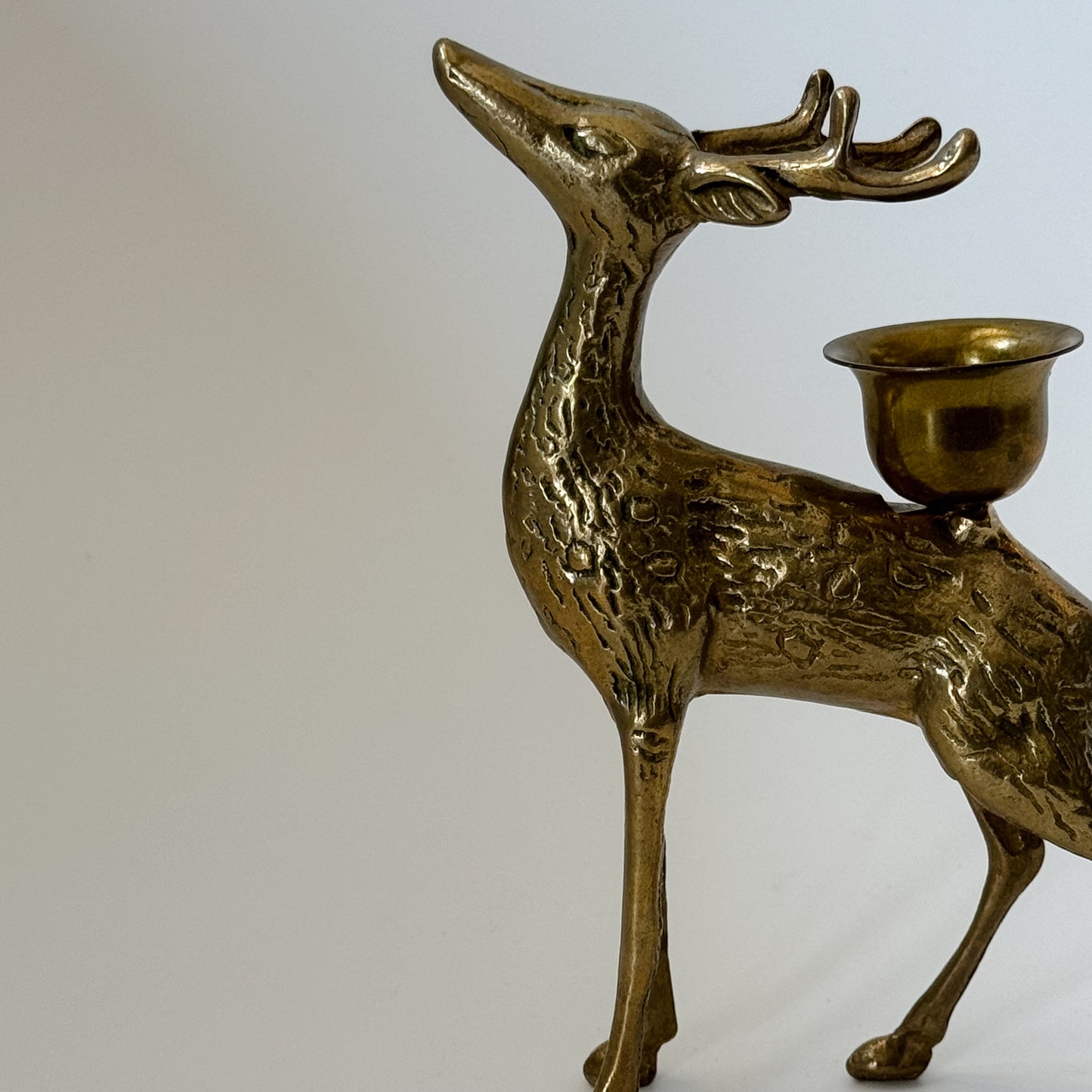 Vintage Solid Brass Mid-Century Deer Candlestick