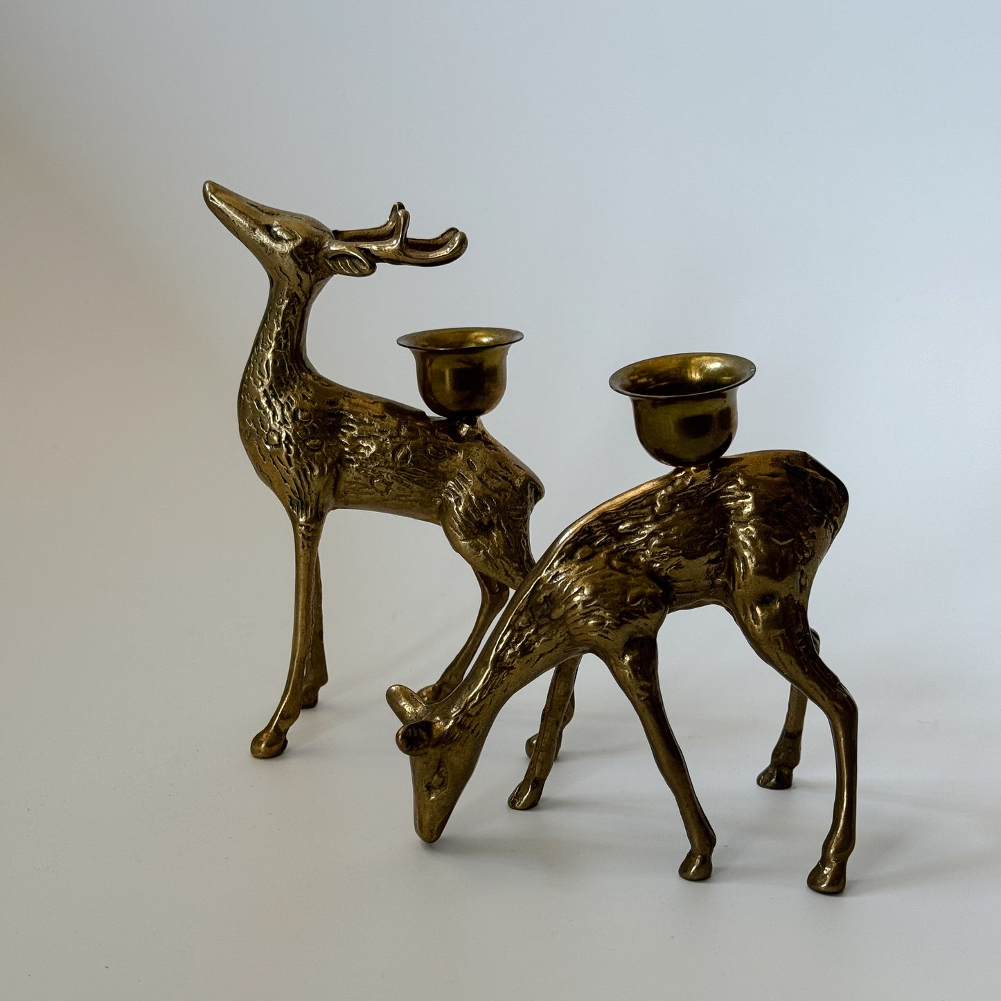 Vintage Solid Brass Mid-Century Deer Candlestick