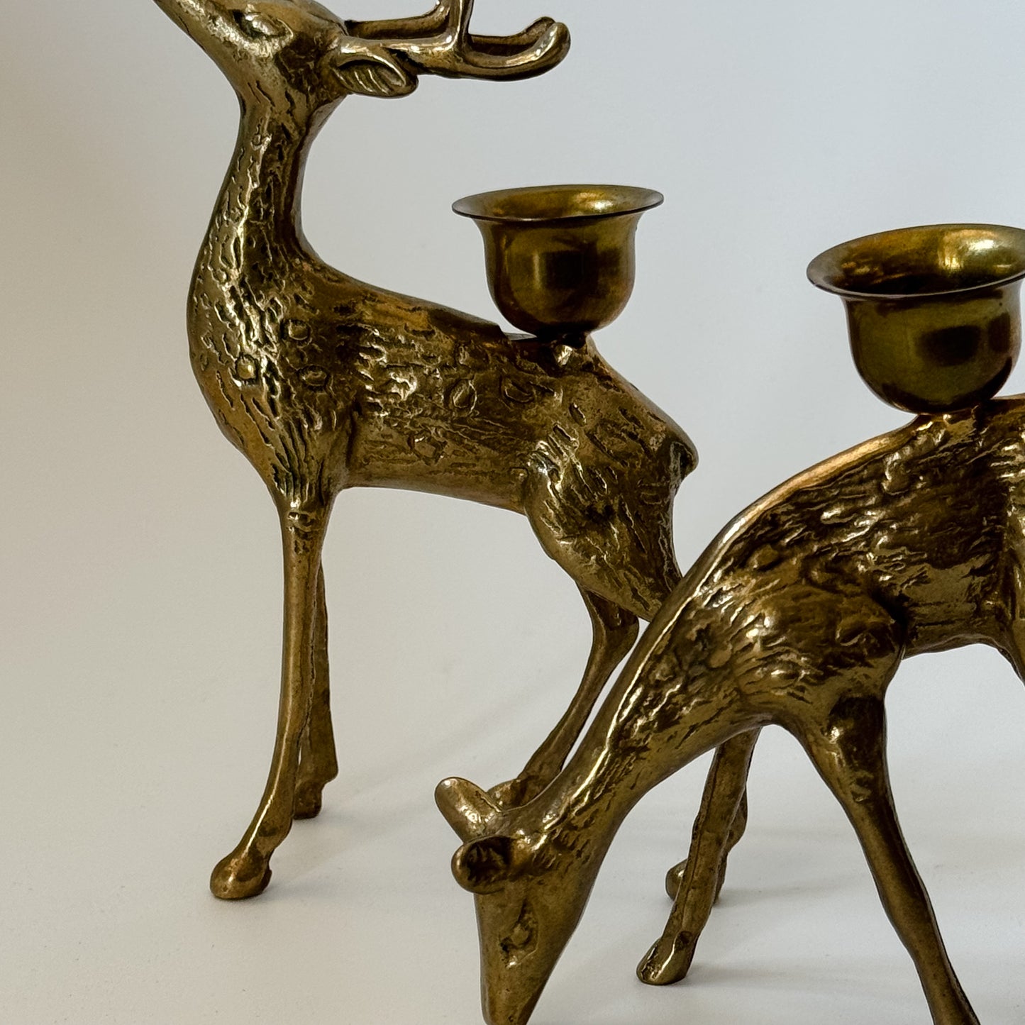 Vintage Solid Brass Mid-Century Deer Candlestick