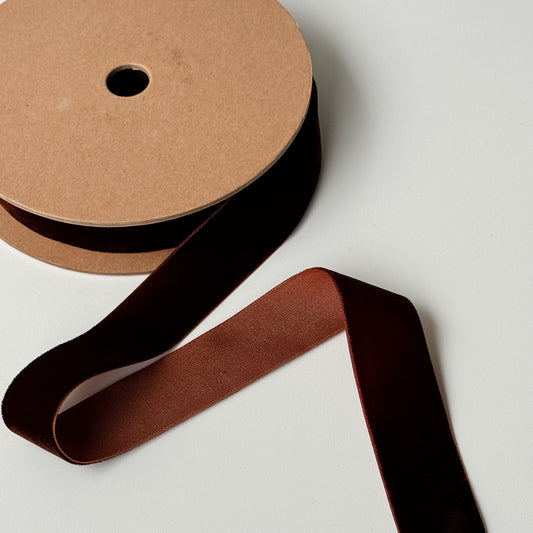 Velvet Ribbon | Chestnut Brown | 10 Yard Roll