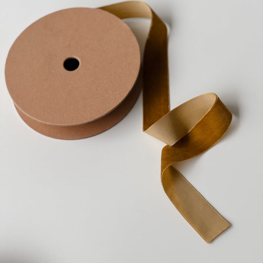Velvet Ribbon | Antique Gold | 10 Yard Roll
