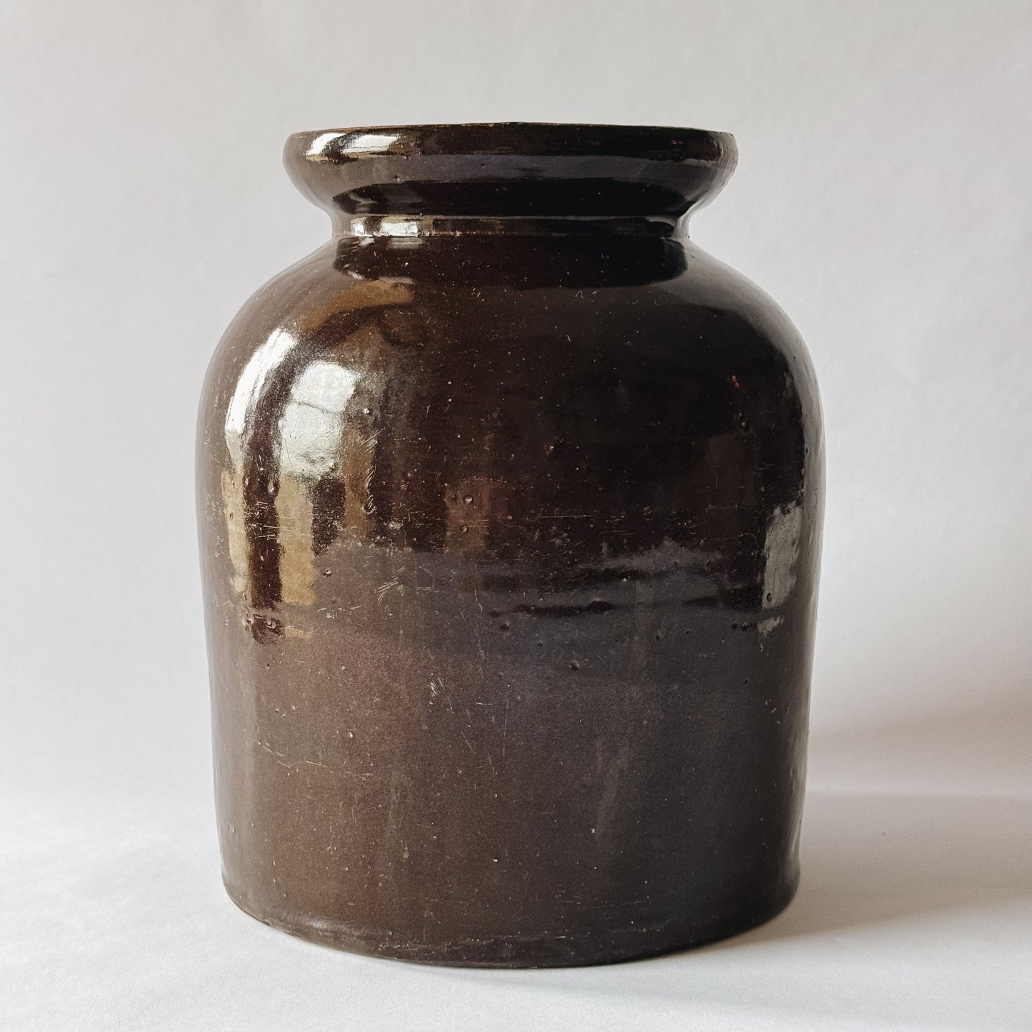 Vintage Brown Glazed Stoneware Crock