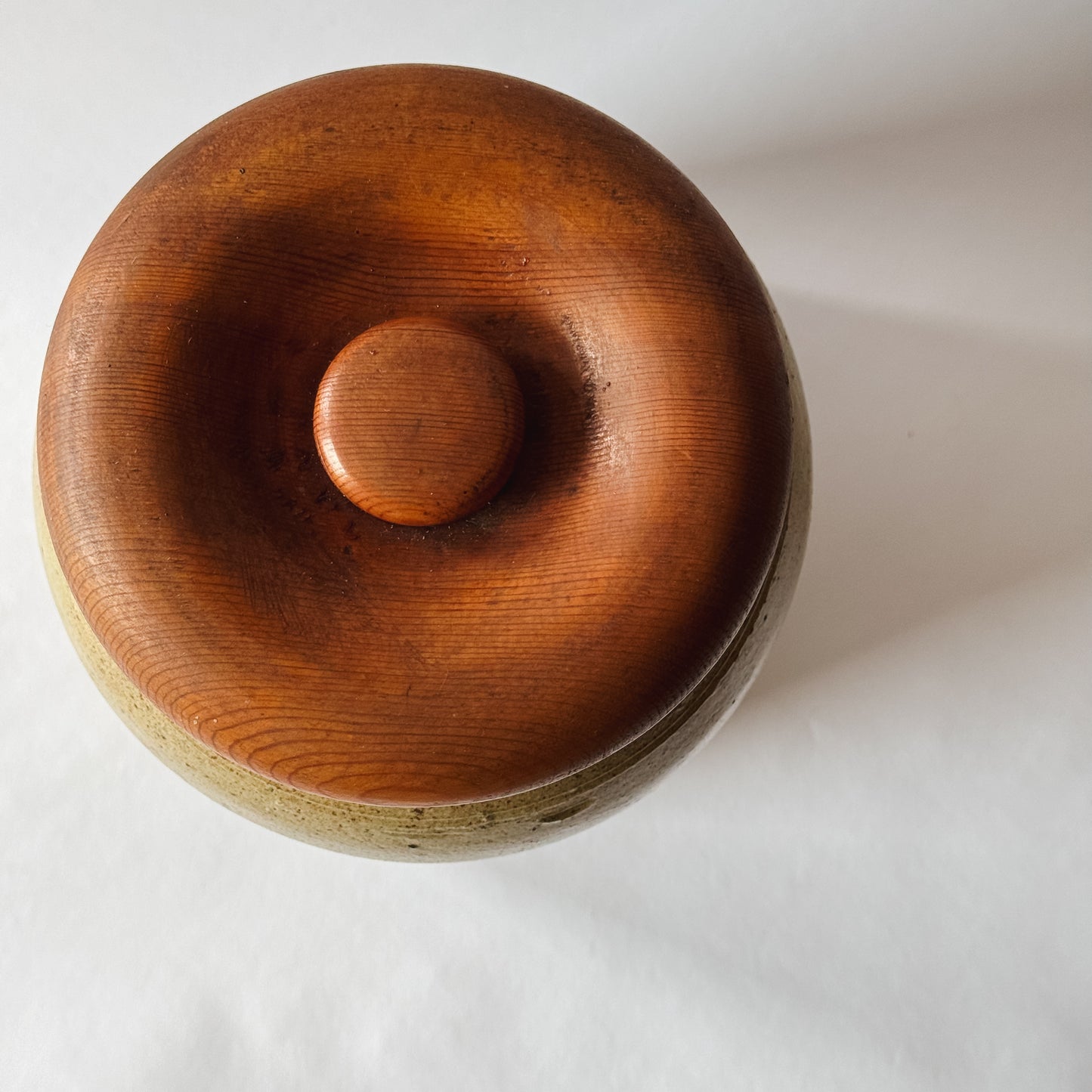Vintage Stoneware Crock w/ Wooden Lid