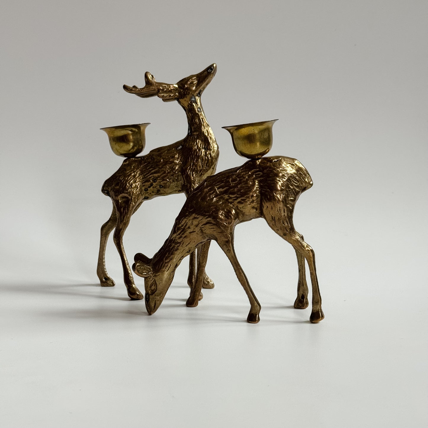 Vintage Mid-Century Brass Deer Candlesticks | Set of 2