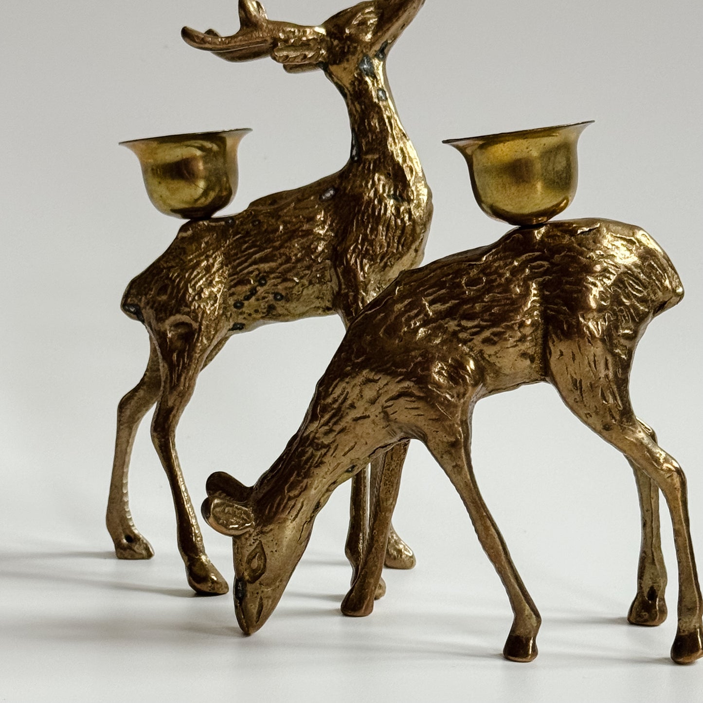 Vintage Mid-Century Brass Deer Candlesticks | Set of 2