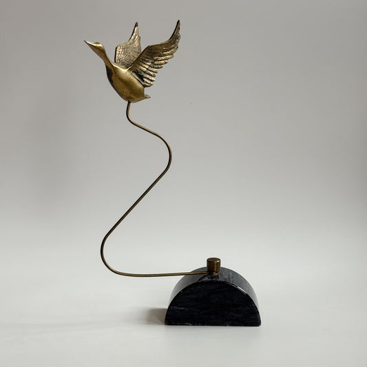 Vintage Marble & Brass Mid-Century Bird in Flight