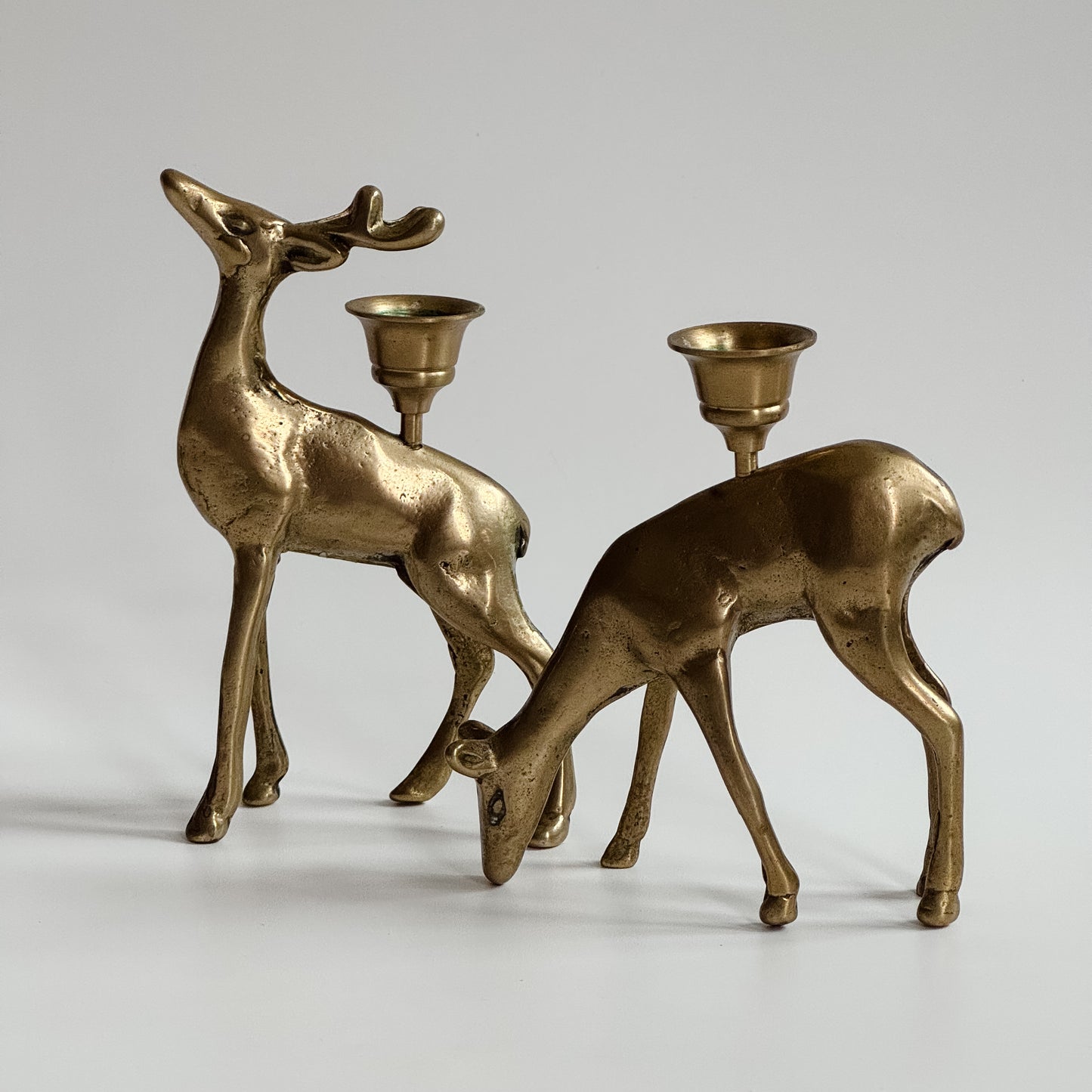 Vintage Mid-Century Brass Deer Candlesticks | Set of 2