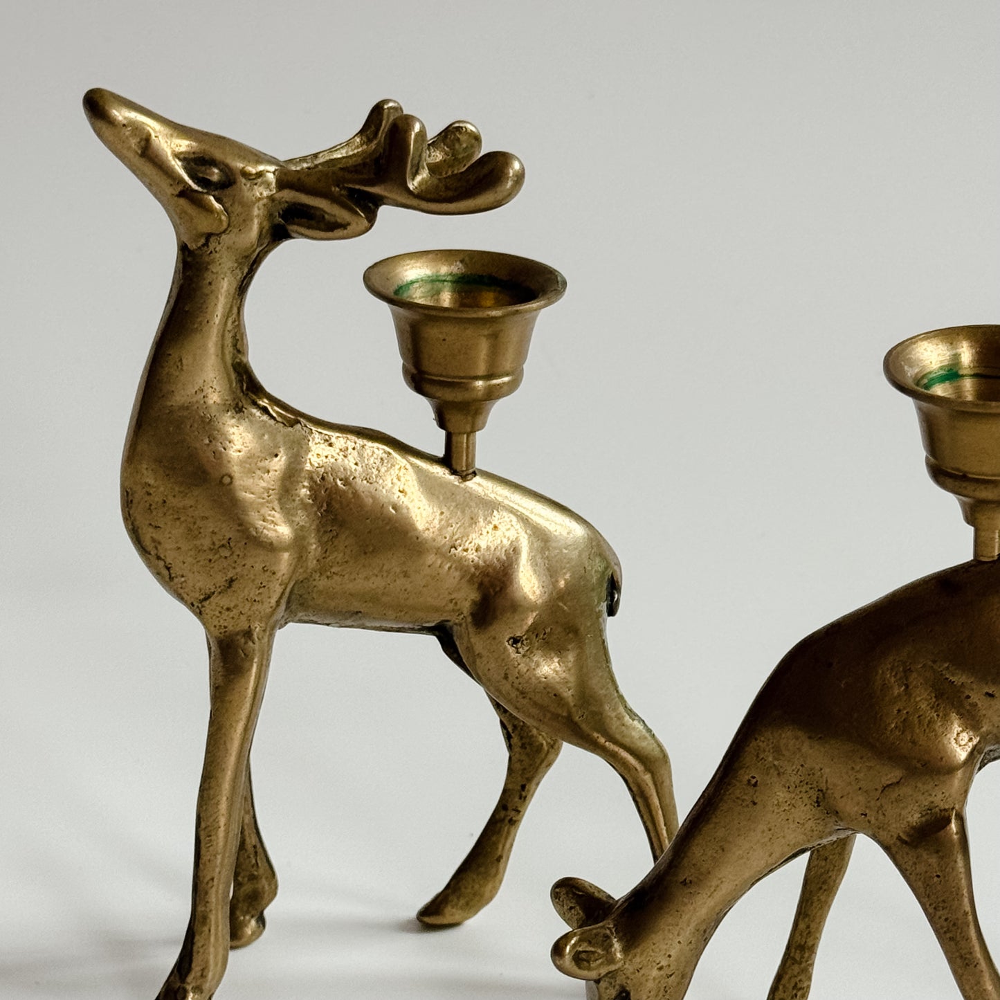 Vintage Mid-Century Brass Deer Candlesticks | Set of 2